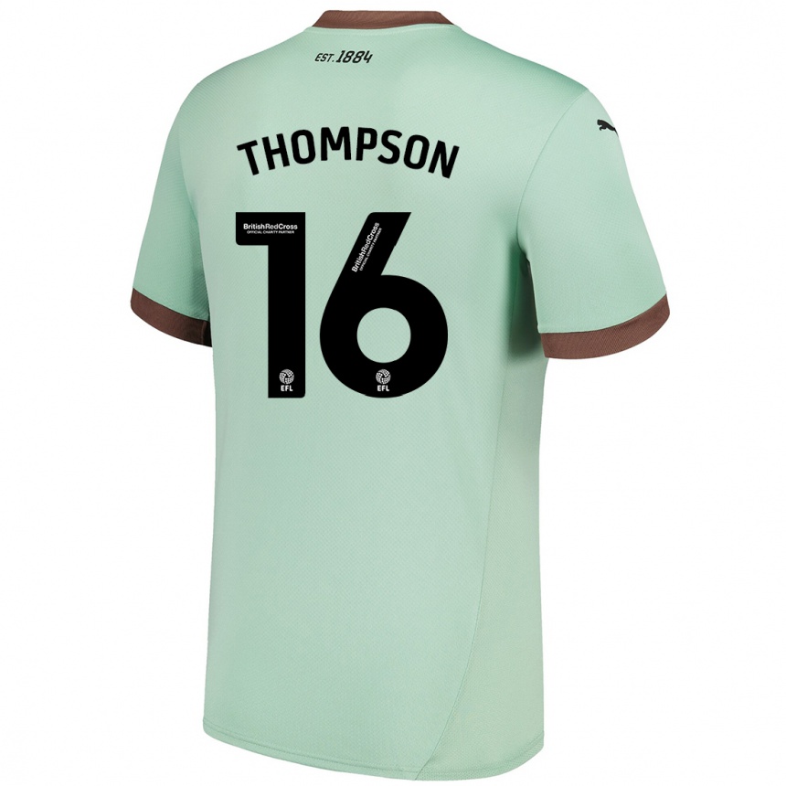 キッズフットボールLiam Thompson#16淡い緑アウェイシャツ2024/25ジャージーユニフォーム