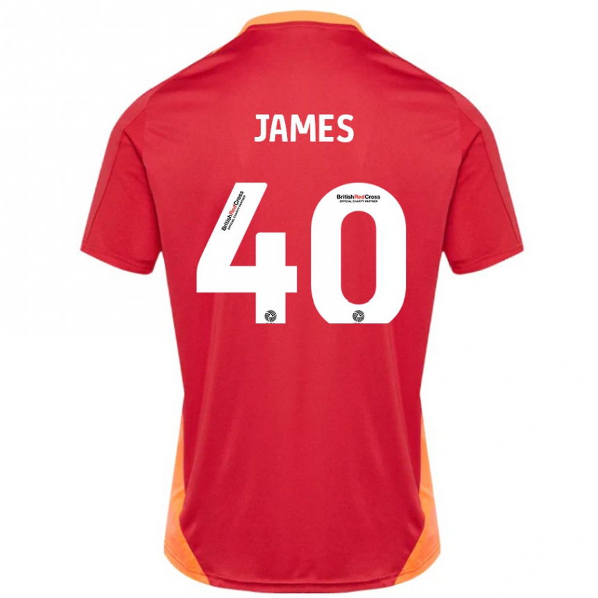 キッズフットボールEd James#40ブルーオフホワイトアウェイシャツ2024/25ジャージーユニフォーム