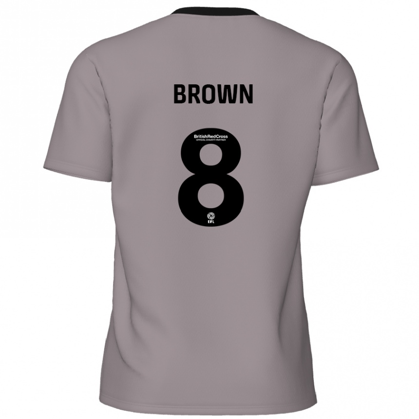 キッズフットボールJordan Brown#8グレーアウェイシャツ2024/25ジャージーユニフォーム