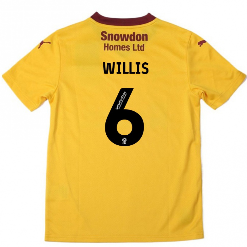 キッズフットボールJordan Willis#6オレンジバーガンディアウェイシャツ2024/25ジャージーユニフォーム