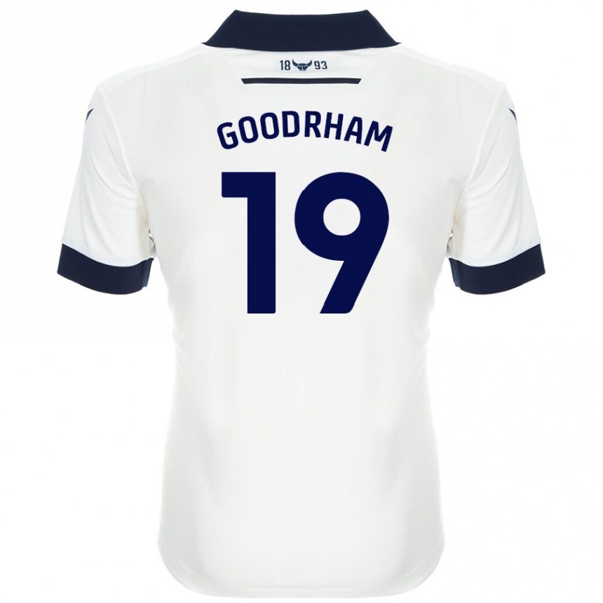 キッズフットボールTyler Goodrham#19ホワイト ネイビーブルーアウェイシャツ2024/25ジャージーユニフォーム