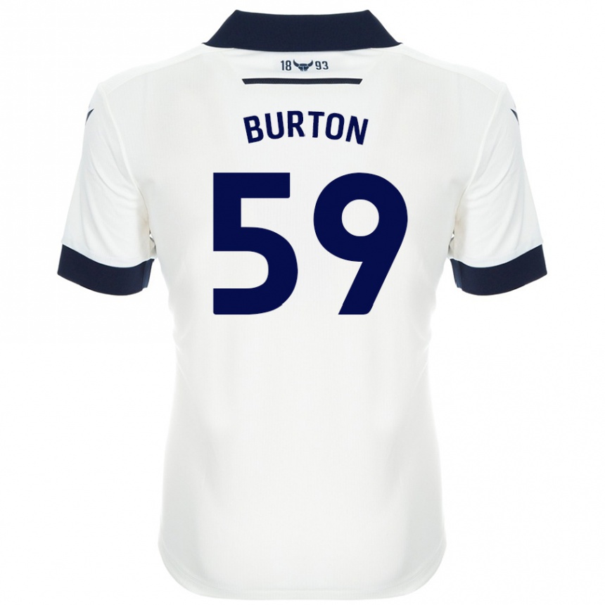 キッズフットボールKasway Burton#59ホワイト ネイビーブルーアウェイシャツ2024/25ジャージーユニフォーム