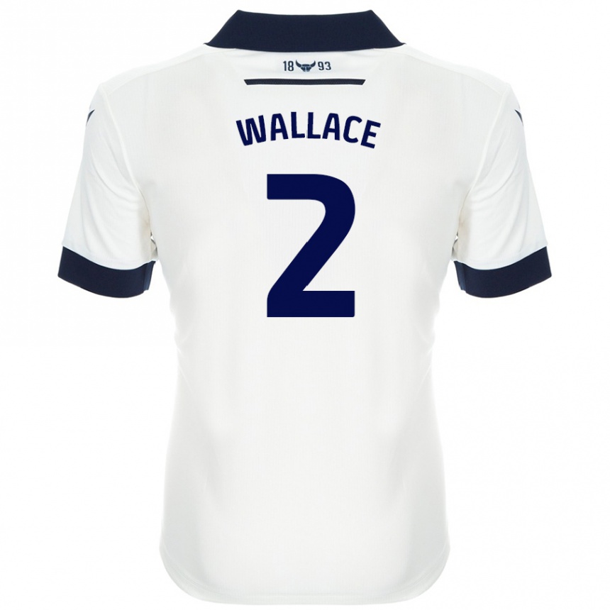 キッズフットボールEmily Wallace#2ホワイト ネイビーブルーアウェイシャツ2024/25ジャージーユニフォーム