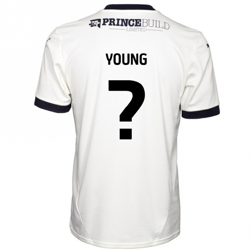 キッズフットボールTyler Young#0オフホワイト ブラックアウェイシャツ2024/25ジャージーユニフォーム