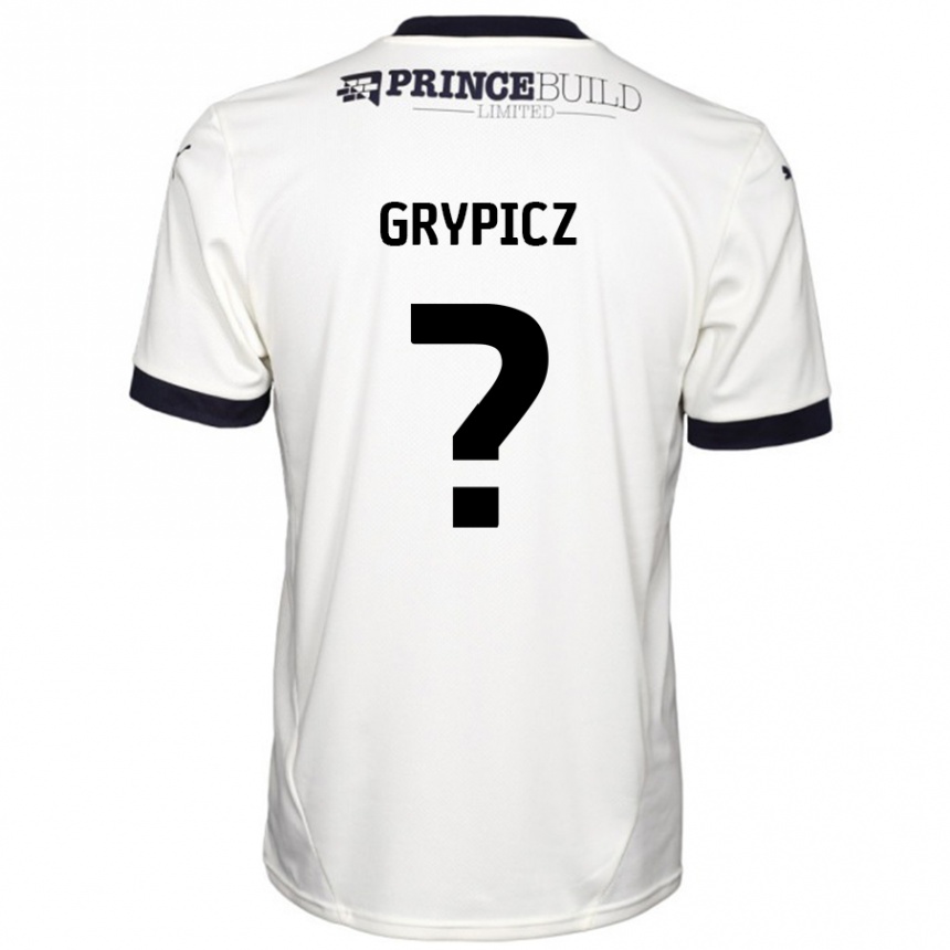 キッズフットボールBrandon Grypicz#0オフホワイト ブラックアウェイシャツ2024/25ジャージーユニフォーム