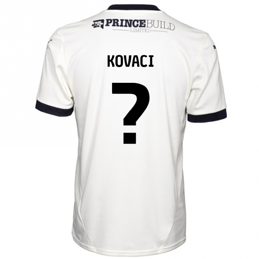 キッズフットボールMilan Kovaci#0オフホワイト ブラックアウェイシャツ2024/25ジャージーユニフォーム