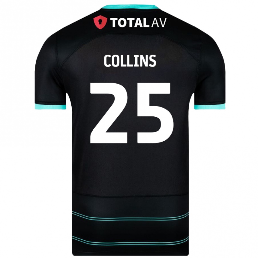 キッズフットボールIzzy Collins#25黒アウェイシャツ2024/25ジャージーユニフォーム