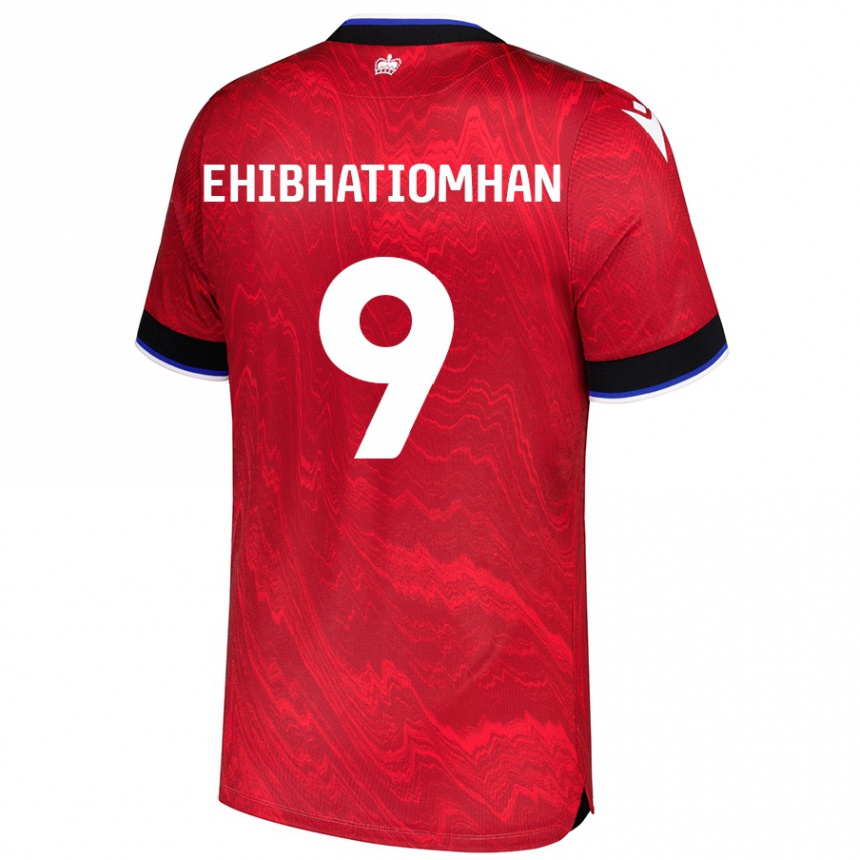 キッズフットボールKelvin Ehibhatiomhan#9赤黒アウェイシャツ2024/25ジャージーユニフォーム