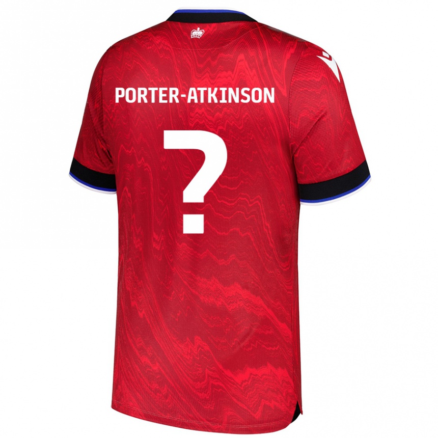 キッズフットボールJayden Porter-Atkinson#0赤黒アウェイシャツ2024/25ジャージーユニフォーム