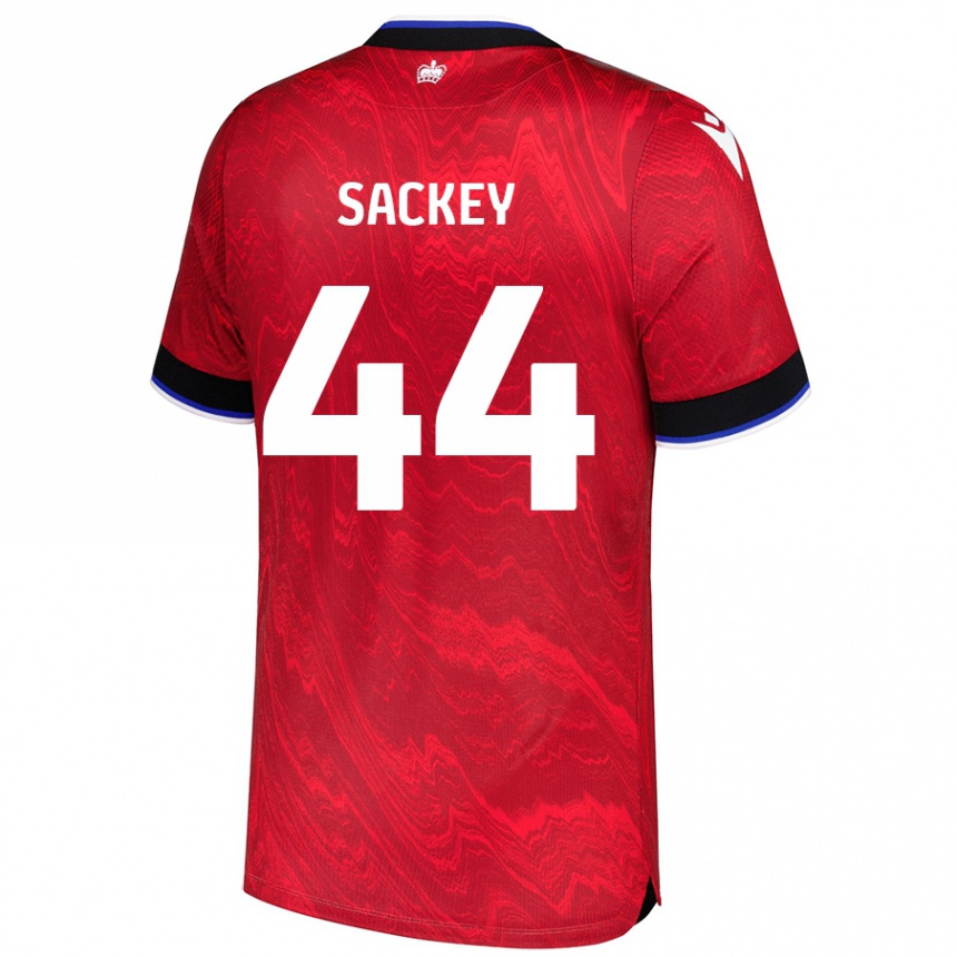 キッズフットボールTyler Sackey#44赤黒アウェイシャツ2024/25ジャージーユニフォーム