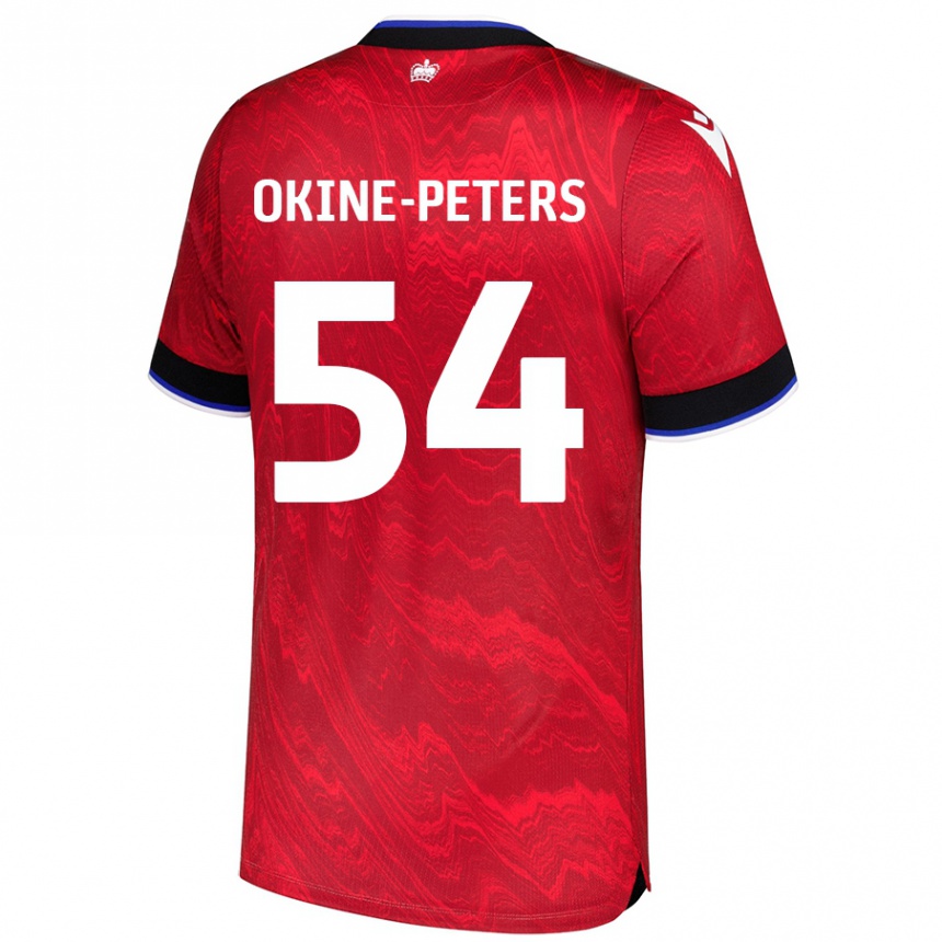 キッズフットボールJeremiah Okine-Peters#54赤黒アウェイシャツ2024/25ジャージーユニフォーム