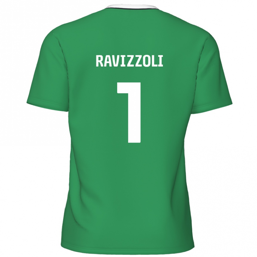 キッズフットボールFranco Ravizzoli#1緑と白のストライプアウェイシャツ2024/25ジャージーユニフォーム