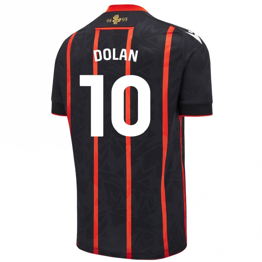 キッズフットボールTyrhys Dolan#10黒 赤アウェイシャツ2024/25ジャージーユニフォーム