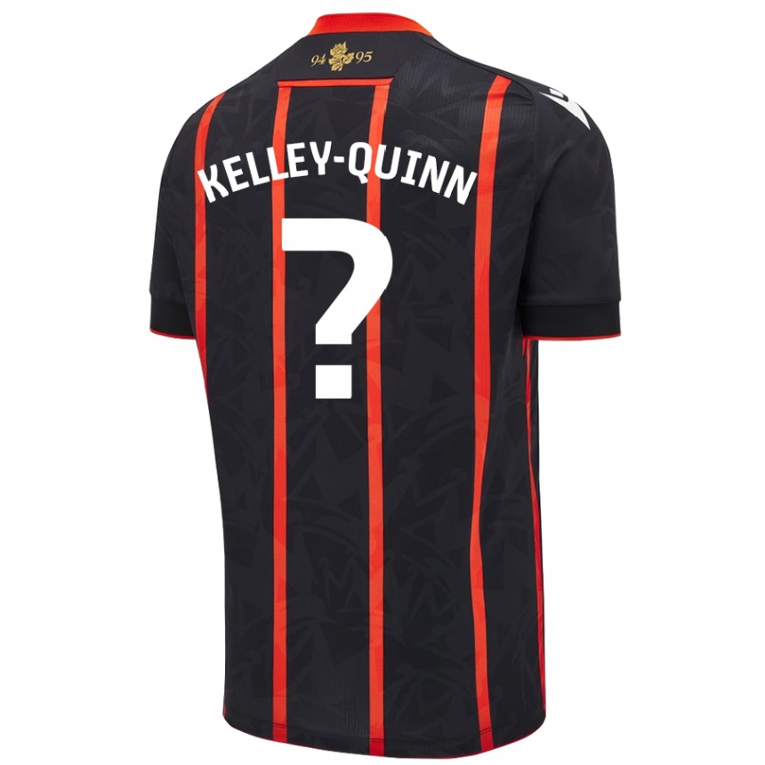 キッズフットボールLeon Kelley-Quinn#0黒 赤アウェイシャツ2024/25ジャージーユニフォーム