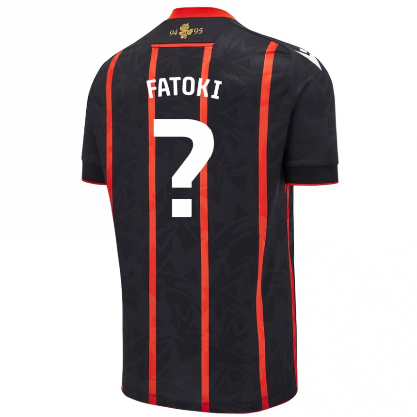 キッズフットボールKevin Fatoki#0黒 赤アウェイシャツ2024/25ジャージーユニフォーム