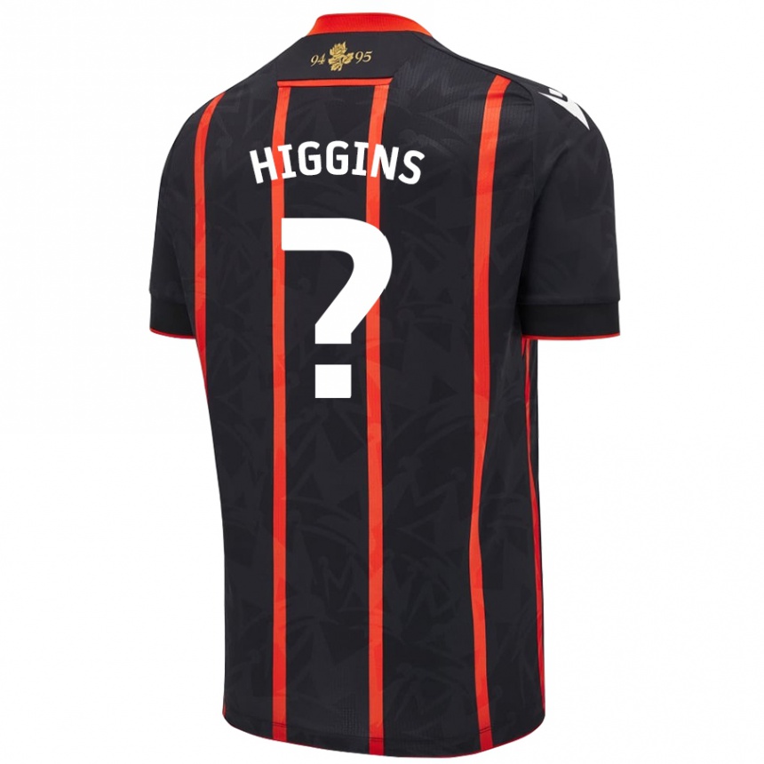 キッズフットボールHarvey Higgins#0黒 赤アウェイシャツ2024/25ジャージーユニフォーム