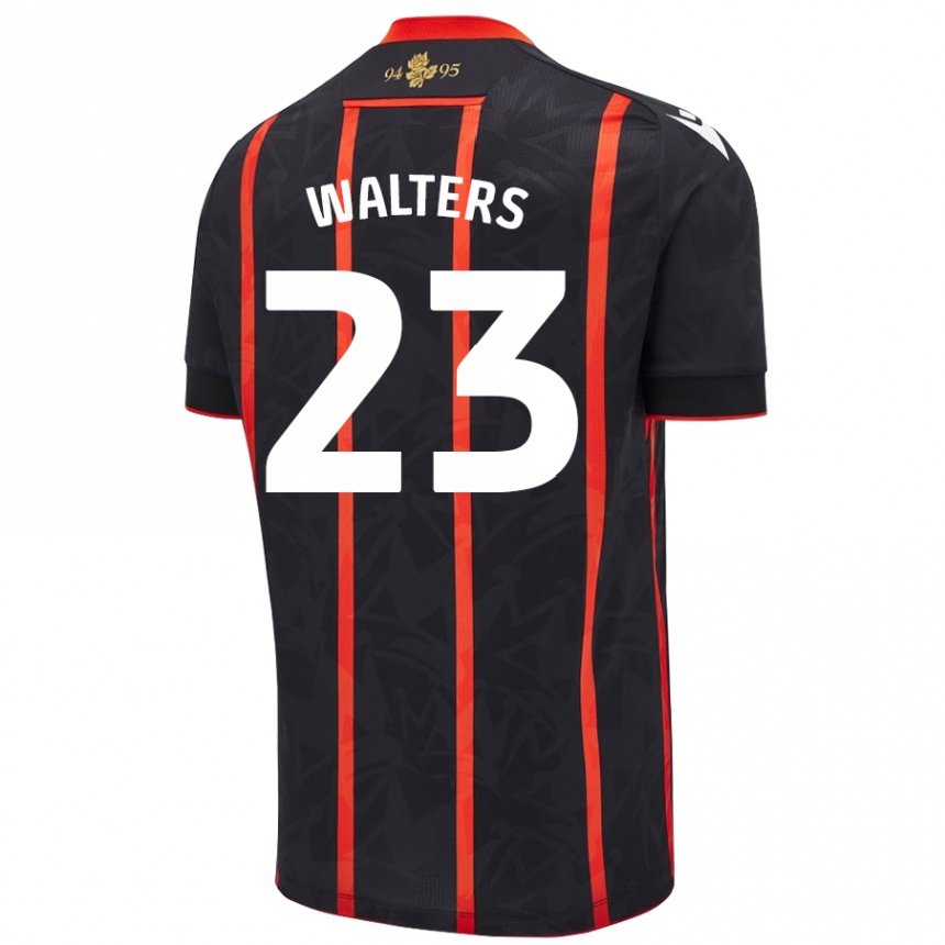 キッズフットボールGeorgia Walters#23黒 赤アウェイシャツ2024/25ジャージーユニフォーム