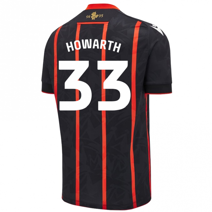 キッズフットボールTaylor Howarth#33黒 赤アウェイシャツ2024/25ジャージーユニフォーム