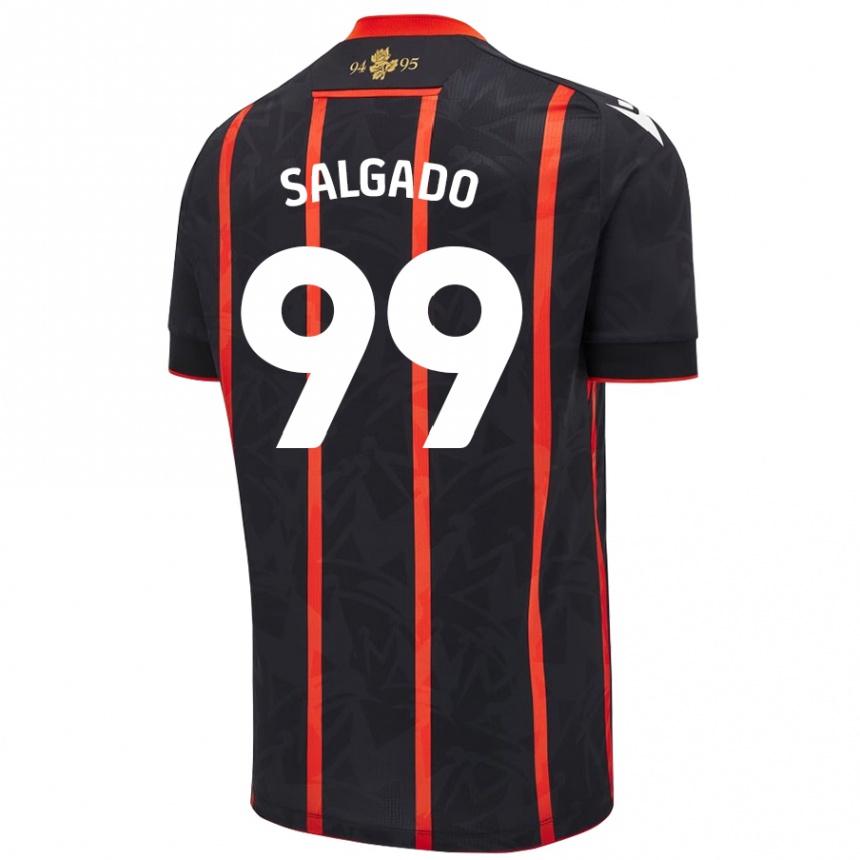 キッズフットボールShanell Salgado#99黒 赤アウェイシャツ2024/25ジャージーユニフォーム