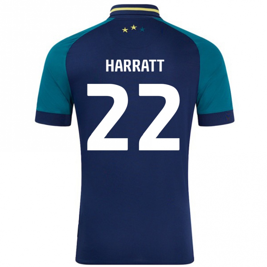 キッズフットボールKian Harratt#22ネイビー ダークグリーンアウェイシャツ2024/25ジャージーユニフォーム