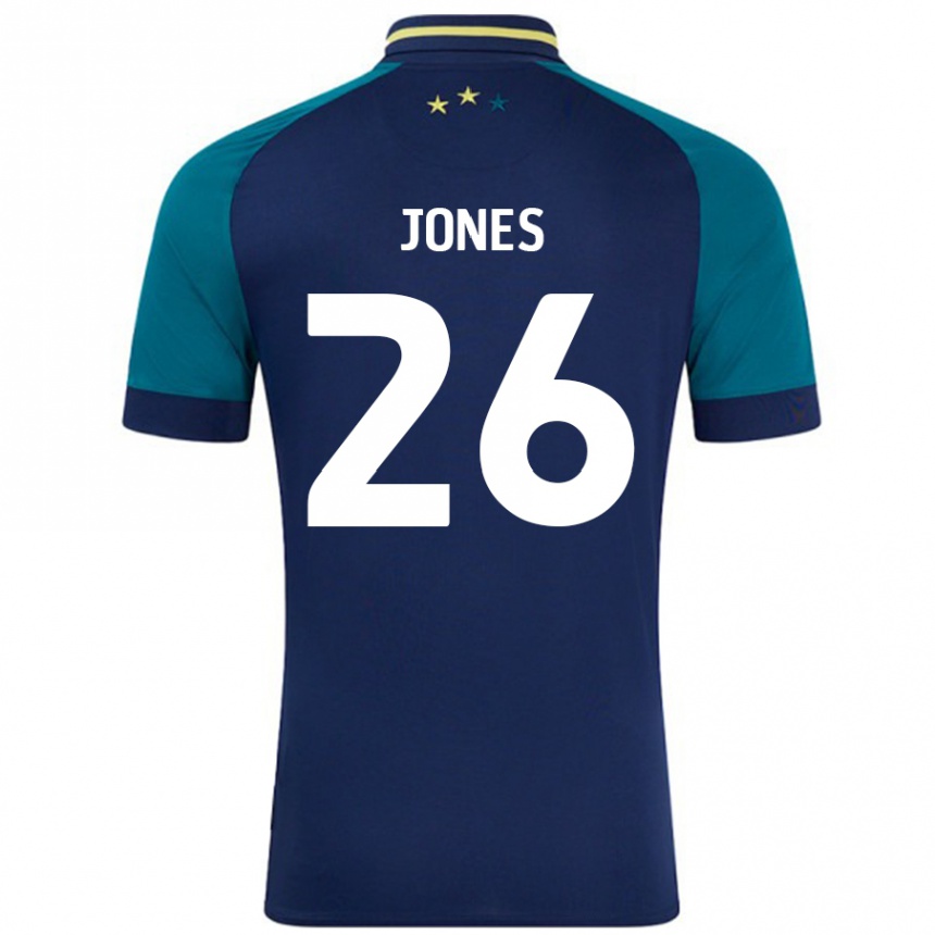 キッズフットボールPatrick Jones#26ネイビー ダークグリーンアウェイシャツ2024/25ジャージーユニフォーム