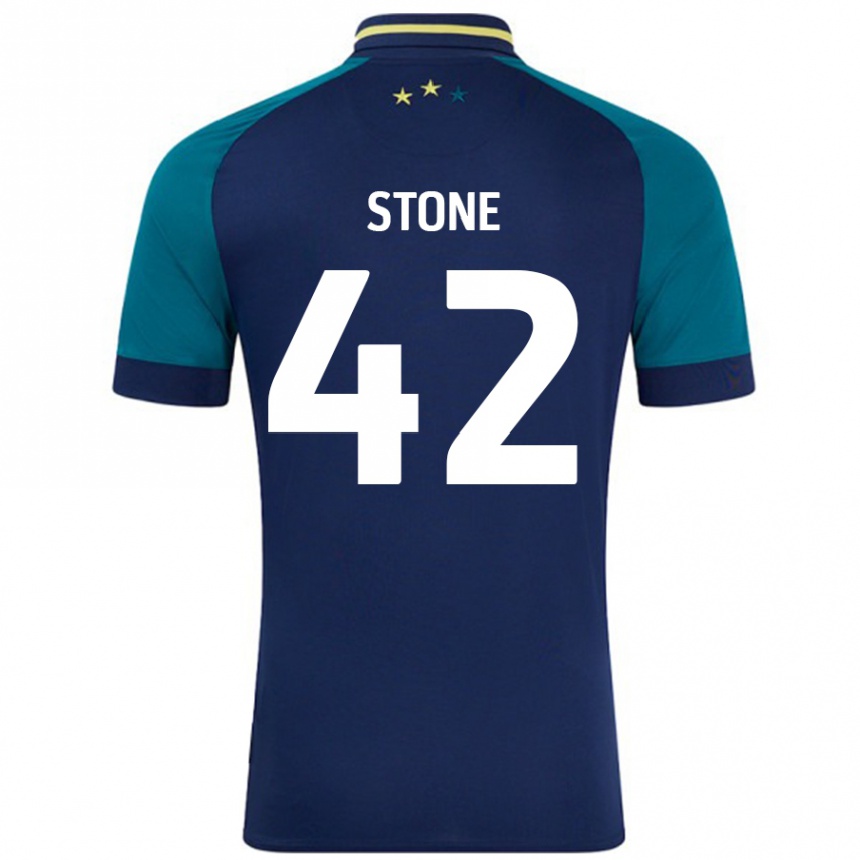 キッズフットボールMichael Stone#42ネイビー ダークグリーンアウェイシャツ2024/25ジャージーユニフォーム