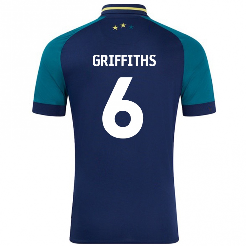 キッズフットボールLauren Griffiths#6ネイビー ダークグリーンアウェイシャツ2024/25ジャージーユニフォーム