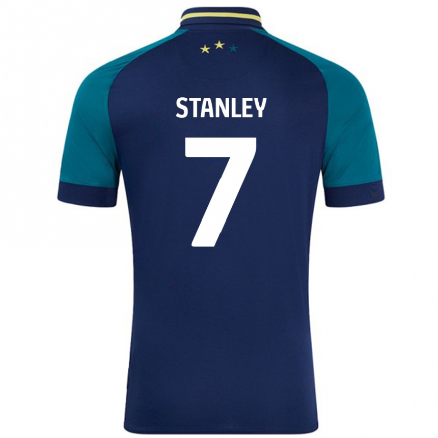 キッズフットボールKatie Stanley#7ネイビー ダークグリーンアウェイシャツ2024/25ジャージーユニフォーム