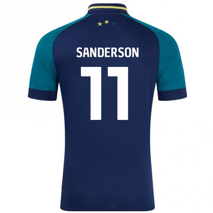 キッズフットボールBrittany Sanderson#11ネイビー ダークグリーンアウェイシャツ2024/25ジャージーユニフォーム