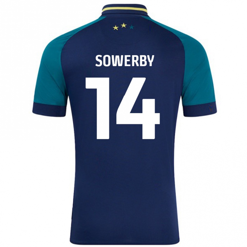 キッズフットボールLucy Sowerby#14ネイビー ダークグリーンアウェイシャツ2024/25ジャージーユニフォーム