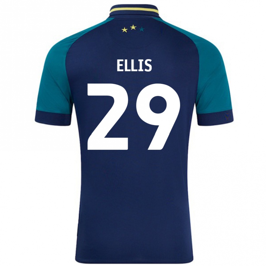 キッズフットボールMolly Ellis#29ネイビー ダークグリーンアウェイシャツ2024/25ジャージーユニフォーム