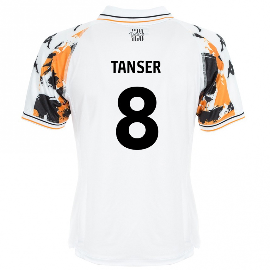 キッズフットボールEllie Tanser#8白アウェイシャツ2024/25ジャージーユニフォーム