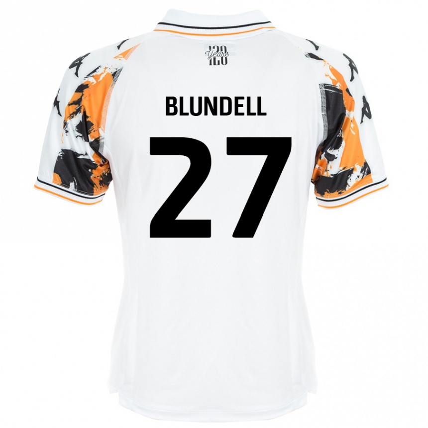 キッズフットボールMaddie Blundell#27白アウェイシャツ2024/25ジャージーユニフォーム