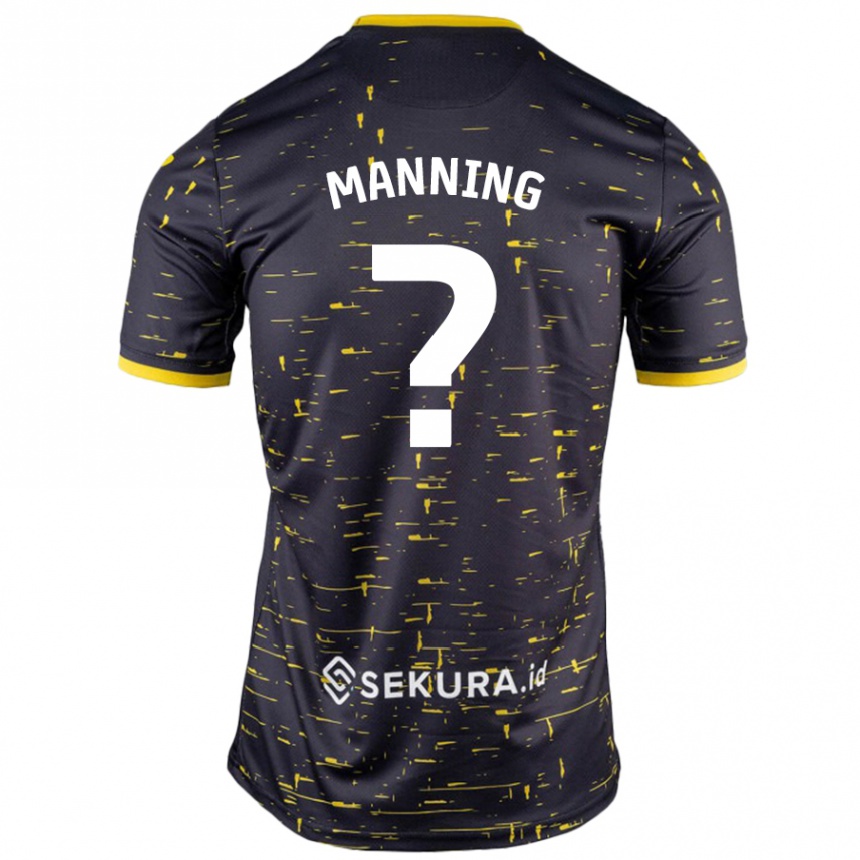 キッズフットボールAdian Manning#0黒 黄アウェイシャツ2024/25ジャージーユニフォーム