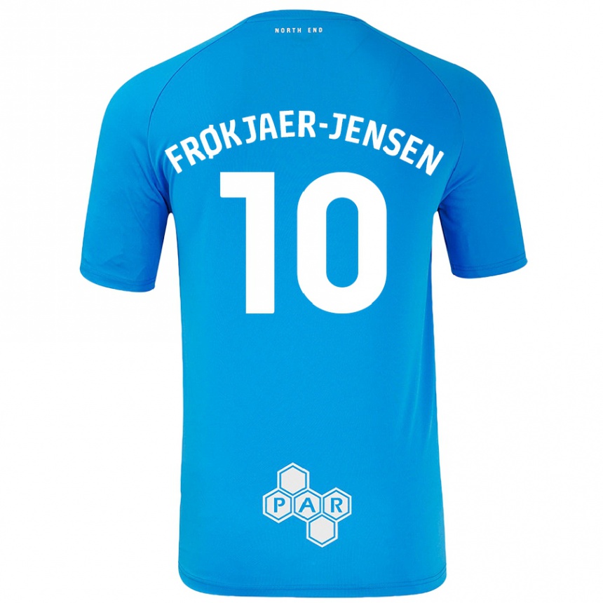 キッズフットボールMads Frøkjaer-Jensen#10スカイブルーアウェイシャツ2024/25ジャージーユニフォーム