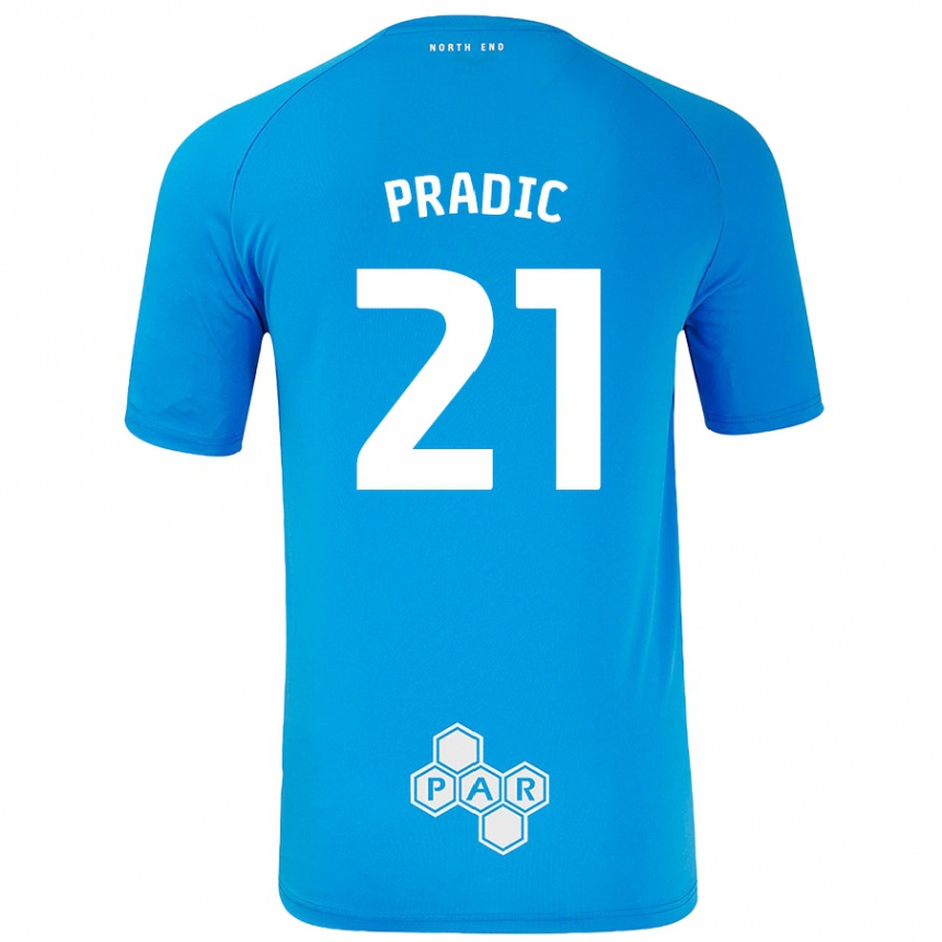 キッズフットボールJames Pradic#21スカイブルーアウェイシャツ2024/25ジャージーユニフォーム