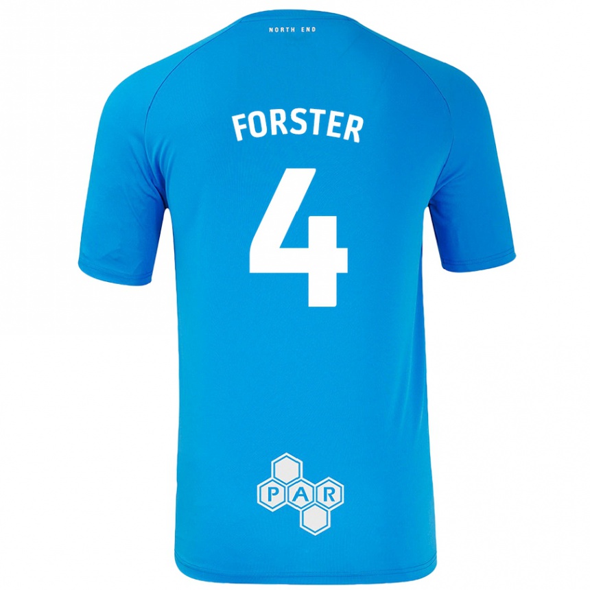 キッズフットボールHannah Forster#4スカイブルーアウェイシャツ2024/25ジャージーユニフォーム