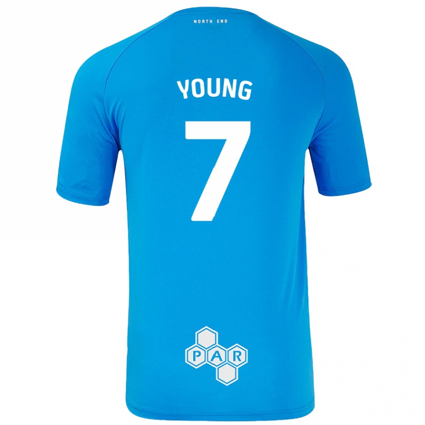 キッズフットボールDanielle Young#7スカイブルーアウェイシャツ2024/25ジャージーユニフォーム