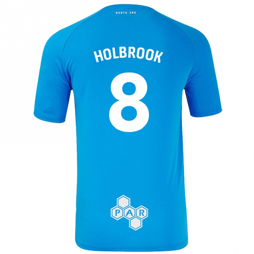 キッズフットボールJess Holbrook#8スカイブルーアウェイシャツ2024/25ジャージーユニフォーム