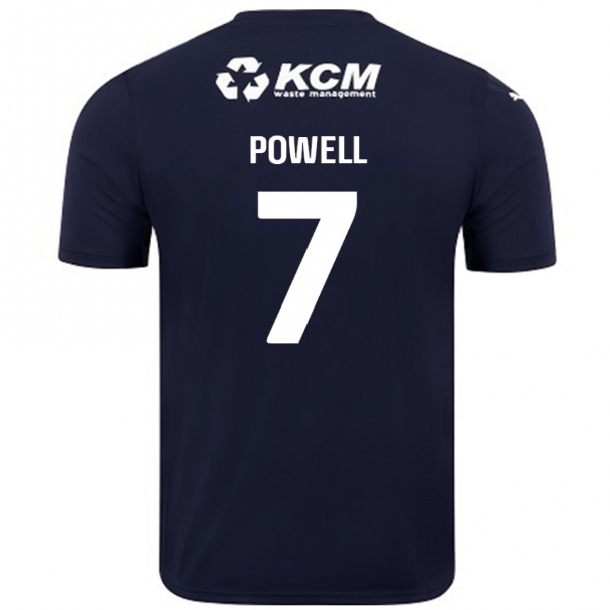 キッズフットボールJoe Powell#7ネイビーブルーアウェイシャツ2024/25ジャージーユニフォーム