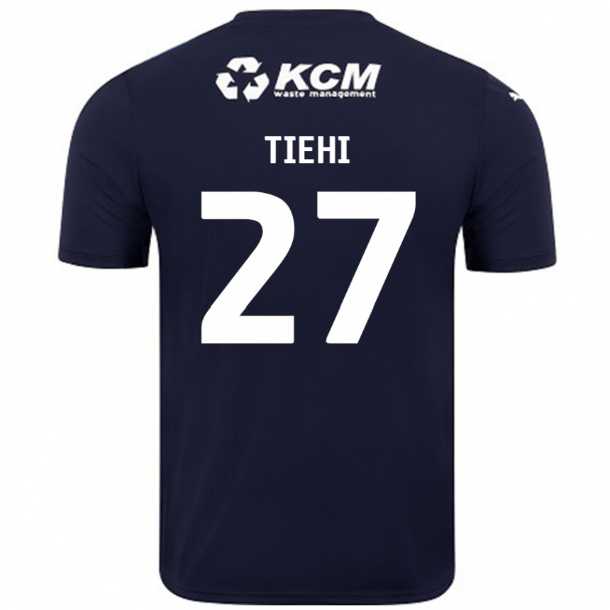 キッズフットボールChrist Tiehi#27ネイビーブルーアウェイシャツ2024/25ジャージーユニフォーム