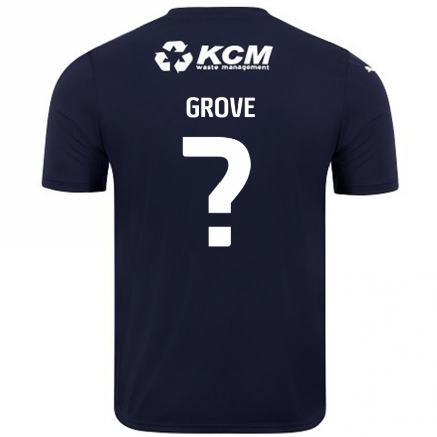 キッズフットボールRylee Grove#0ネイビーブルーアウェイシャツ2024/25ジャージーユニフォーム