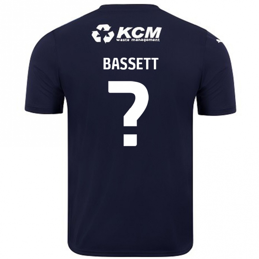 キッズフットボールBassett#0ネイビーブルーアウェイシャツ2024/25ジャージーユニフォーム