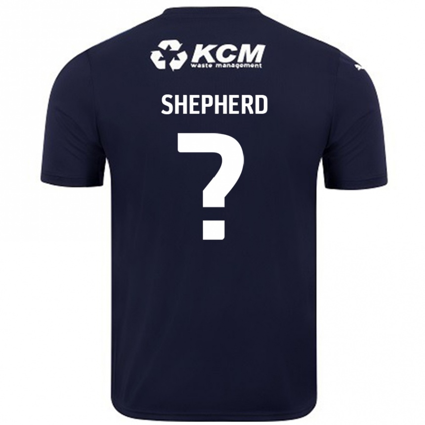 キッズフットボールTom Shepherd#0ネイビーブルーアウェイシャツ2024/25ジャージーユニフォーム