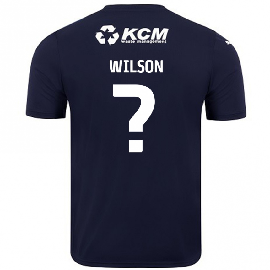 キッズフットボールReece Wilson#0ネイビーブルーアウェイシャツ2024/25ジャージーユニフォーム