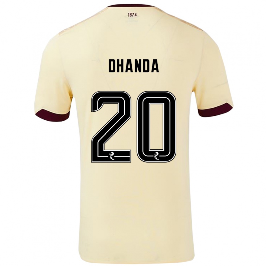 キッズフットボールYan Dhanda#20クリームバーガンディアウェイシャツ2024/25ジャージーユニフォーム