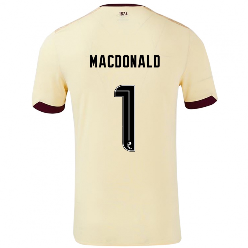 キッズフットボールJamie Macdonald#1クリームバーガンディアウェイシャツ2024/25ジャージーユニフォーム