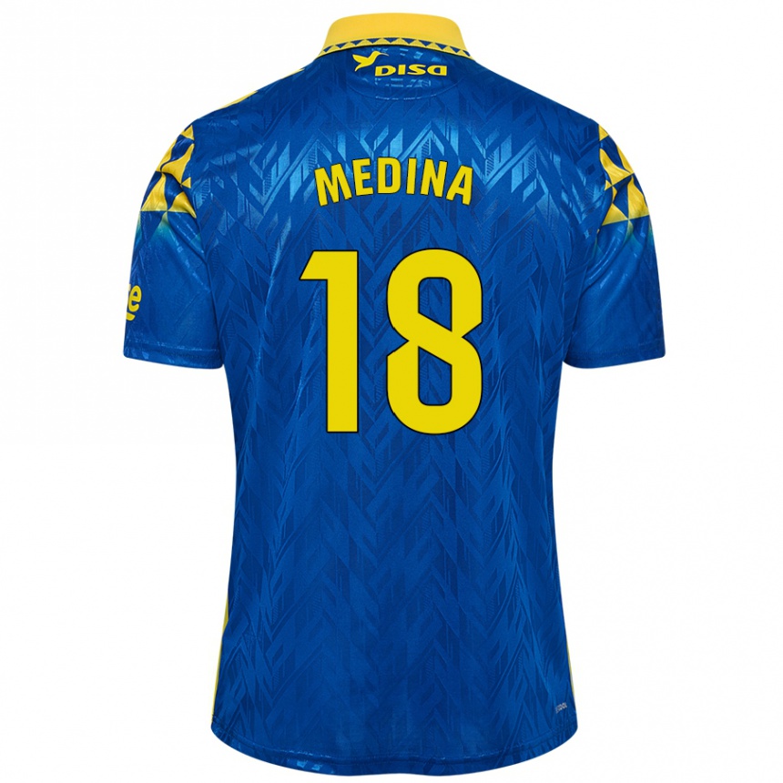 キッズフットボールIván Medina#18青 黄アウェイシャツ2024/25ジャージーユニフォーム