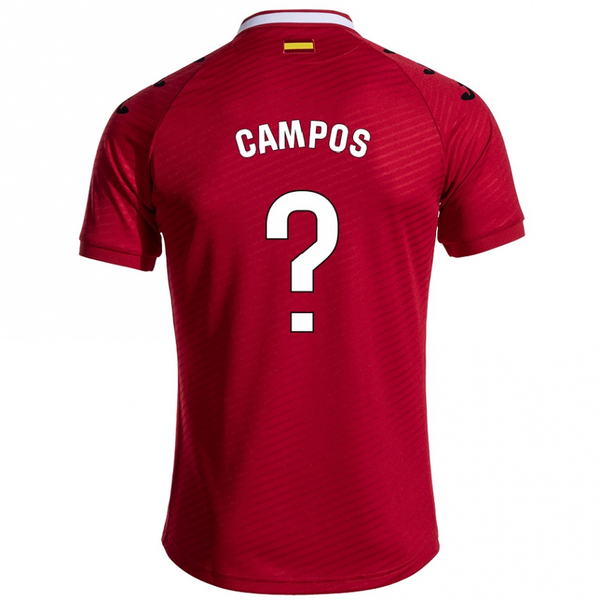 キッズフットボールÁlex Campos#0ダークレッドアウェイシャツ2024/25ジャージーユニフォーム