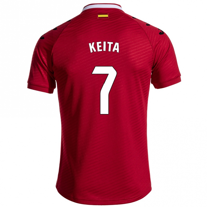 キッズフットボールAbdoulaye Keita#7ダークレッドアウェイシャツ2024/25ジャージーユニフォーム